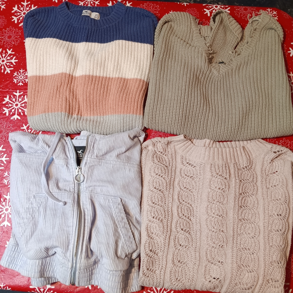 Hollister Striped Crew Sweater in Blue, Cream & Peach